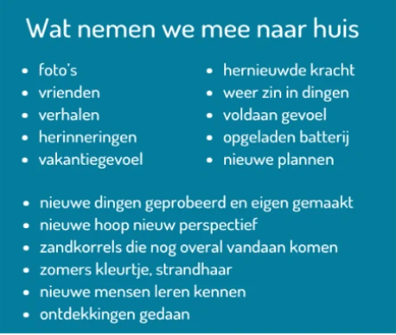 Wat we mee naar huis nemen.